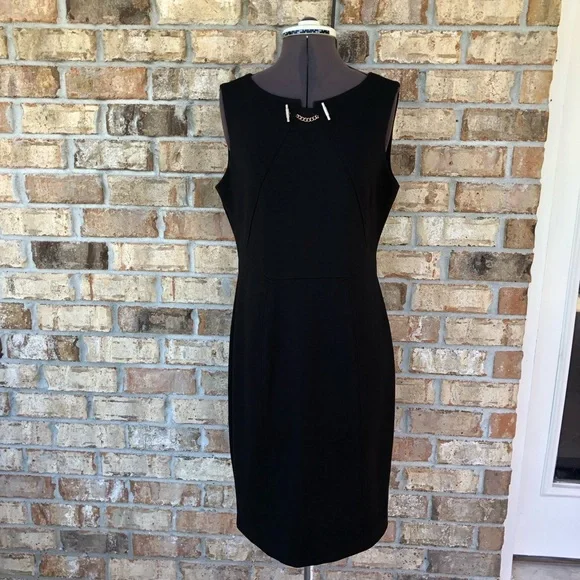 Ivanka Trump Toggle-neck Ponte Sheath Sleeveless Dress Black Size 12 - Picture 3 of 14
